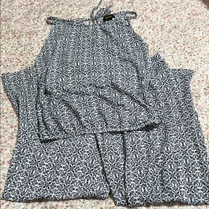 Espresso Navy and White Patterned Top and Bottom Set